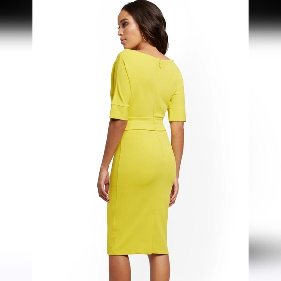 New York & Company Dolam Sheath Dress Citron Yellow Large NEW with Tags - Picture 3 of 13